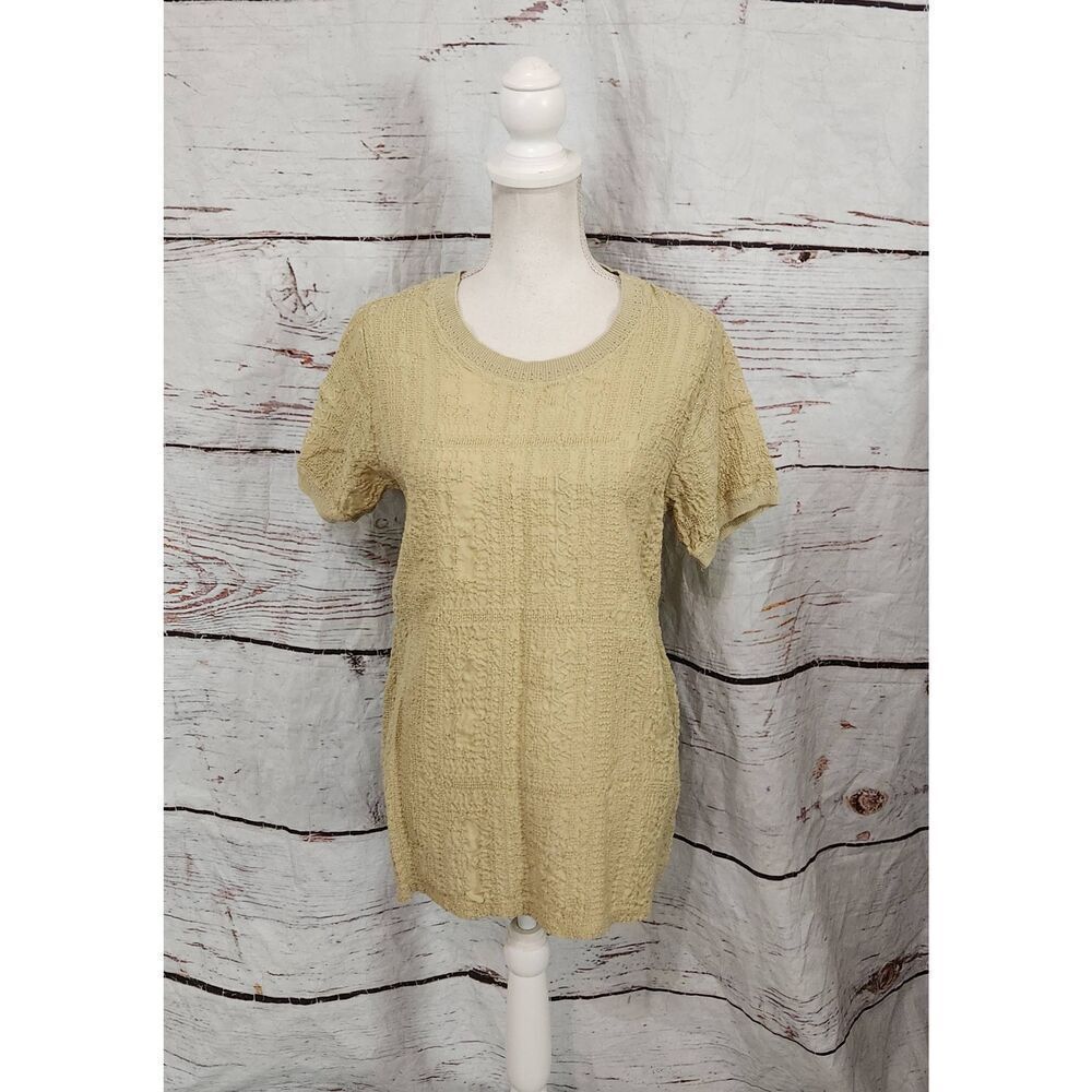 Johnny Was Textured and Embroidered Short Sleeve Top Size Small